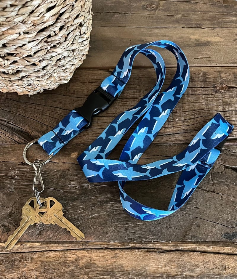 Limeloot Sharks Breakaway Lanyard for ID Badge, Keys, and Accessories - with Release Buckle and Flat Ring - Image 4